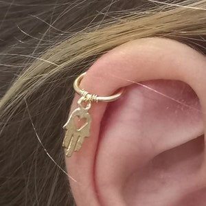 Hamsha cartilage hoop  earring, helix piercing, Cartilage earring hoop, Helix earring hoop