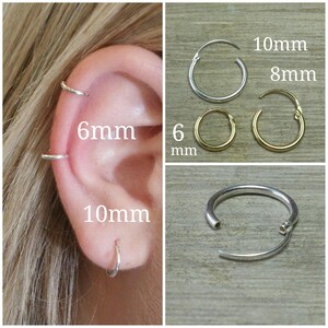 Cartilage hoop, Small hoop earrings, Gold hoop earrings, Silver hoop earrings, Gold hoops, Hoop earrings silver, Hoop earrings gold image 2