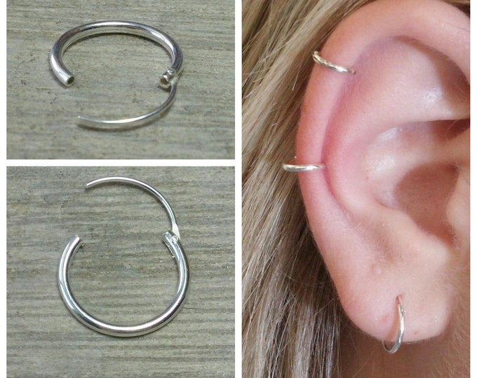 Seamless Hinged Segment Sleeper Clicker Ring Hoop Ear Lip Nose Septum Piercing e