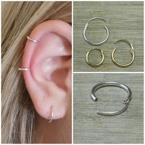 Boucles d&#39;oreilles créoles, Créoles en argent sterling, Petits créoles, Créoles en argent, Créoles minuscules, Petits créoles en argent, Créoles en cartilage doré, Créoles délicates, Créoles