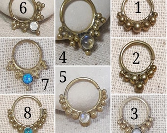 SALE!!!!  septum ring for pierced nose, Septum 18 gauge , Septum 16 gauge, Septum jewelry, Septum piercing, Septum with gemstone