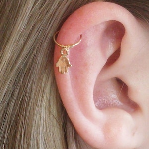Hamsa hoop, Helix piercing, Helix earring, Helix hoop, Helix earrings, Helix ring, Helix jewelry, Helix cartilage,  Helix hamsa, Helix