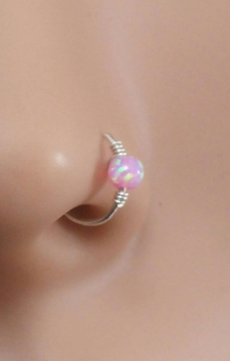 Faux nose hoop Opal fake nose ring Faux nose ring Fake nose piercing Non pierced nose ring Fake nose ring Fake nose hoop Nose jewelry
