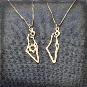 Sterling silver israel map necklace, Israel map silver pendand and silver chain, Unisex necklace, Holy land jewelry, Jodaica gift/jewelry