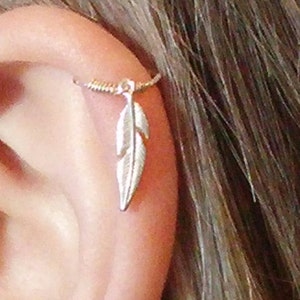 Veren kraakbeen hoepel, veren helix piercing, kraakbeen oorbel hoepel
