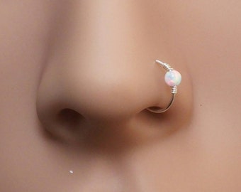 Nose ring, Nose hoop, Nose ring hoop, Nose piercing, Nose jewelry, Opal nose ring, Opal nose hoop, Tiny nose ring, small ring hoop,