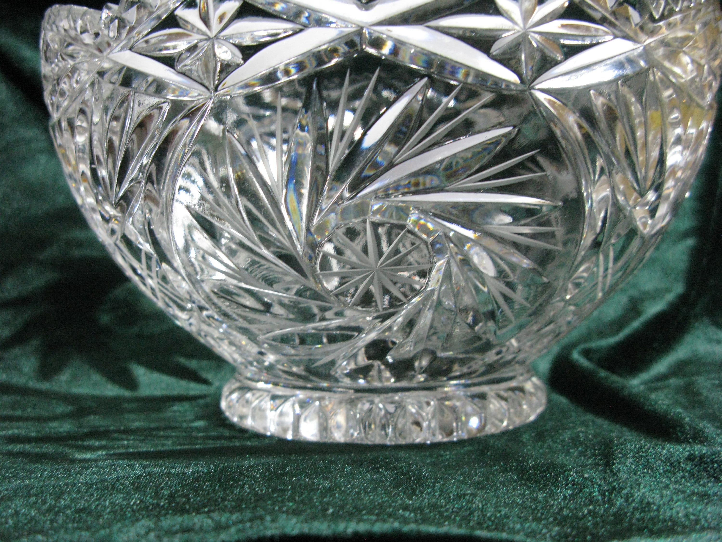 Vintage Lead Crystal Bowl Footed Bowl Sawtooth Edge Hobstar Etsy Canada