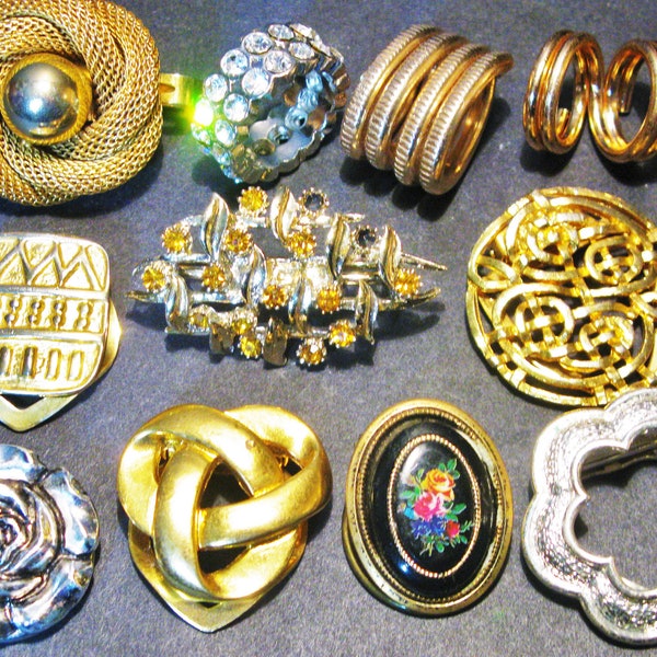 Lot Scarf Clips, Diamante Enamel, Shawl Clips Scarf Rings, 1940/1990s Vintage Mid Century Retro MCM Wholesale Resale Destash Bundle Job Lot