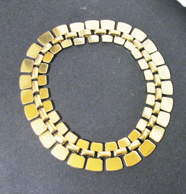 Fabulous Egyptian Revival Necklace Cleopatra Gold Tone Collar Statement Wedding Vintage Mid Century Retro