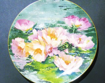 Royal Doulton Plate "Dreaming Lotus" Porcelain Decorative Limited Edition Plate 1976 by Hahn Vidal Vintage Mid Century Retro