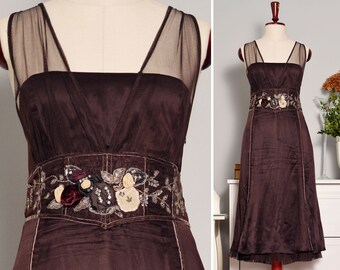 Dameskleding 1970 Jean Allen Zwarte Rode Romantische Chiffon