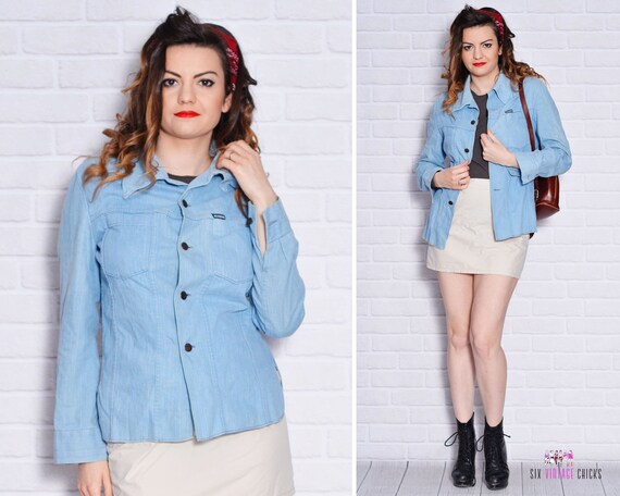 Light Wash Jean Shirt Vintage / Grunge Womens Deni