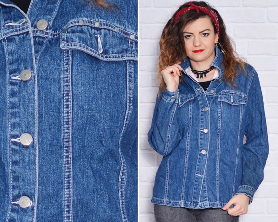 button up with denim jacket