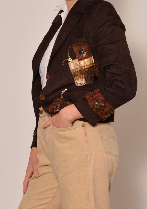 Clearance Vintage 00s Bohemian Patchwork Sequin C… - image 4