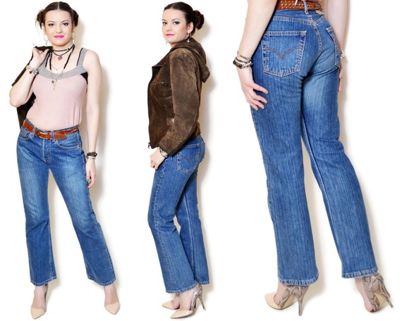 90s levis trousers levi jean pants straight leg jeans long | Etsy