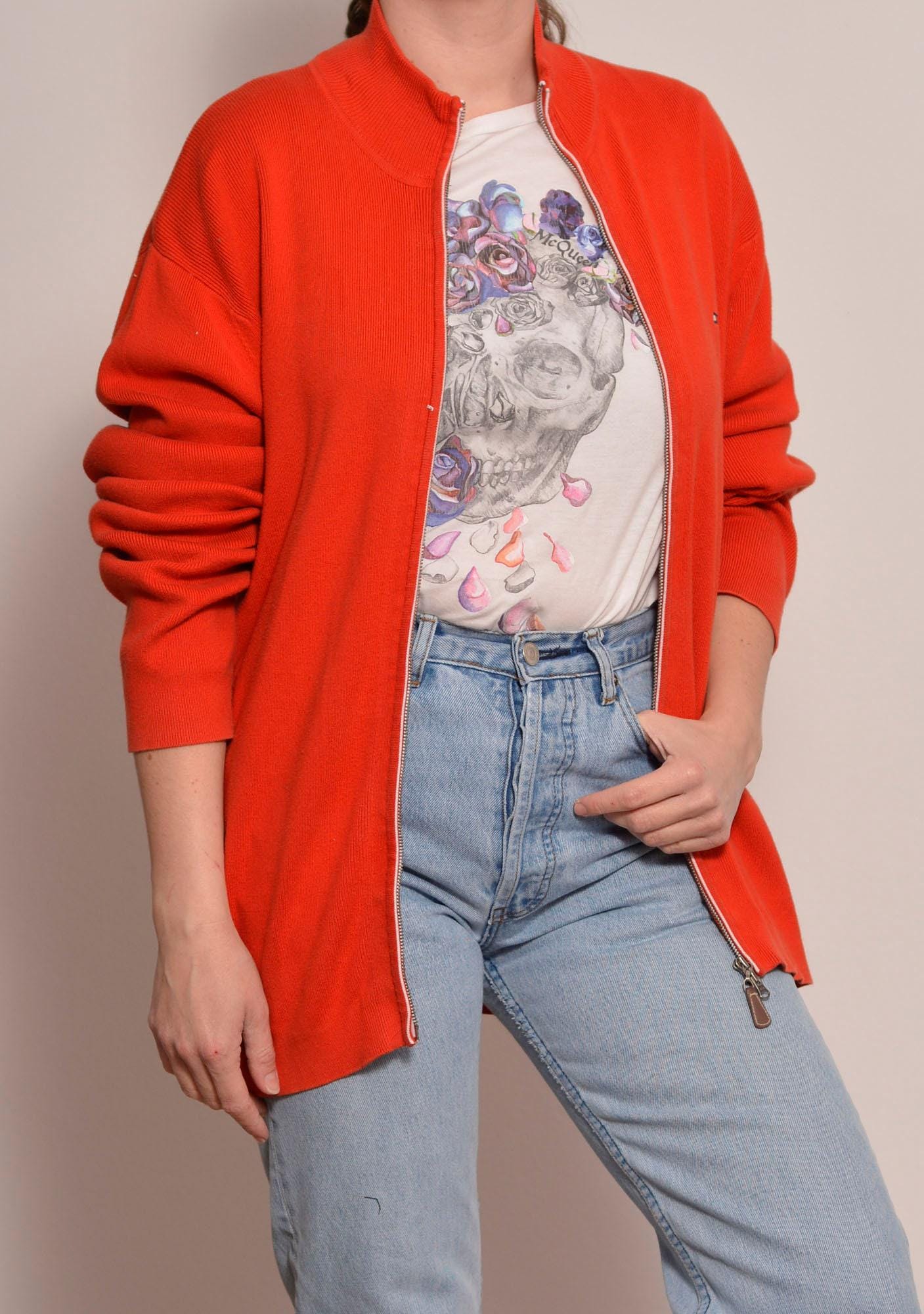 〜00's Sweat Cardigan Twist Pattern Two Way Zipper Knit Cardigan CD20 - Korean