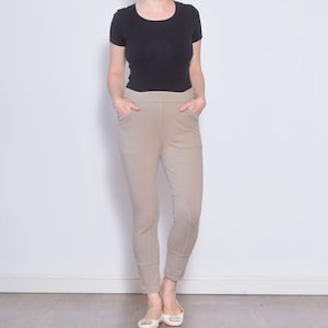 Vintage Beige Breeches | Size US 10- 12 | Tan Fitted Cotton Elastane Riding Pants by Ti-Mo | High Waisted Horse Back Riding Tights Pockets