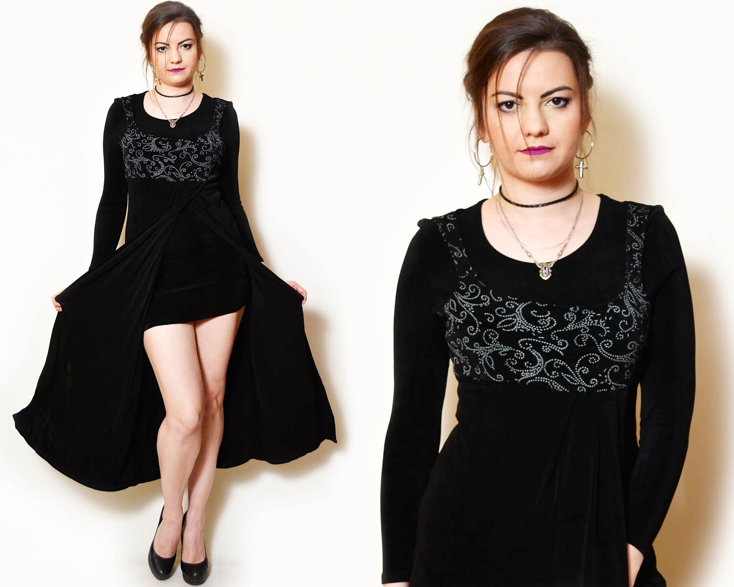 long sleeve floaty maxi dress