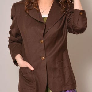 Size 10 | Pure Wool Brown Giorgio di Sant&#39; Angelo 80s Blazer | Classic Designer Vintage Jacket | Signature Gold Buttons Office Blazer