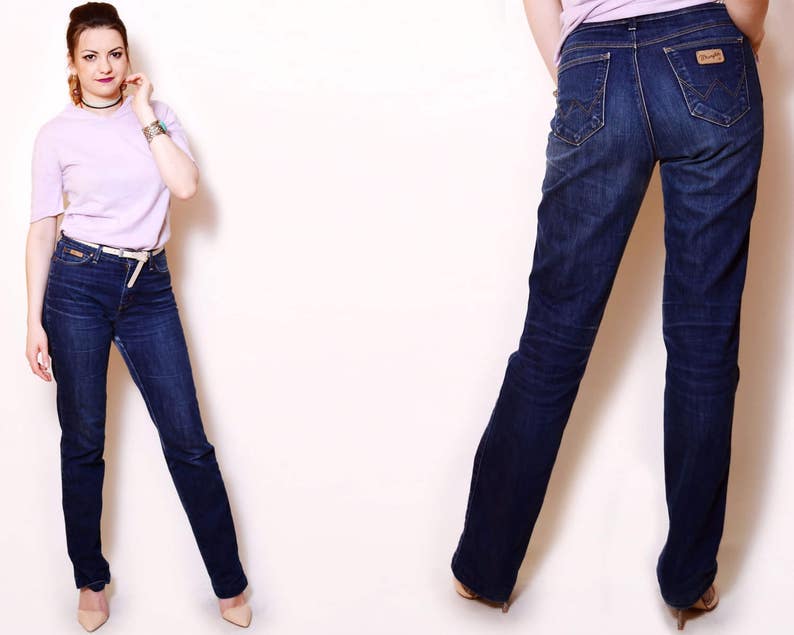 90s wrangler jeans dark blue denim low rise trousers sexy butt | Etsy