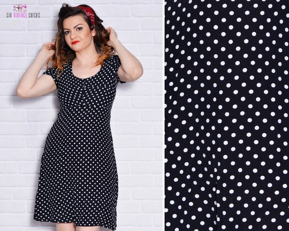 black and white polka dot shift dress