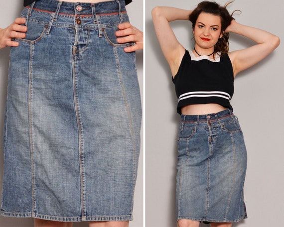 Double Belt Mini Skirt | High Waisted Denim Skirt
