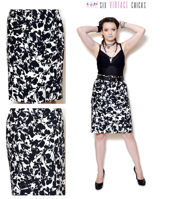 black and white floral skirt