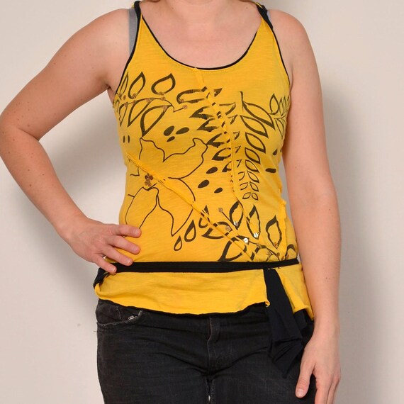 Clearance Sequin Leaf Pattern Asymmetric Tank Top… - image 2