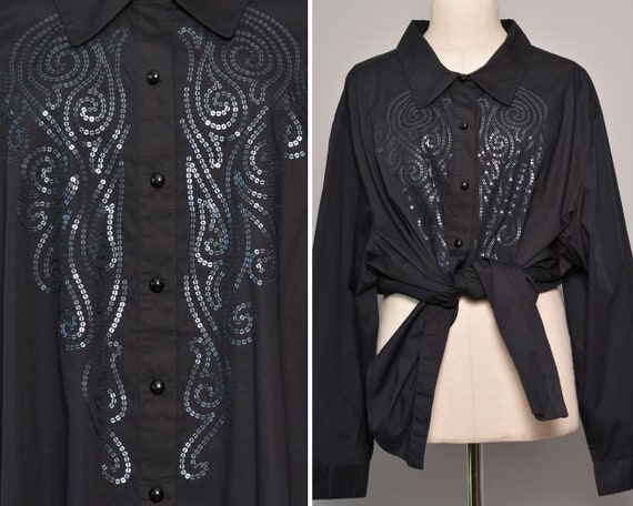 Sequin Pattern Cowboy Style 3X Vintage Shirt | Cla