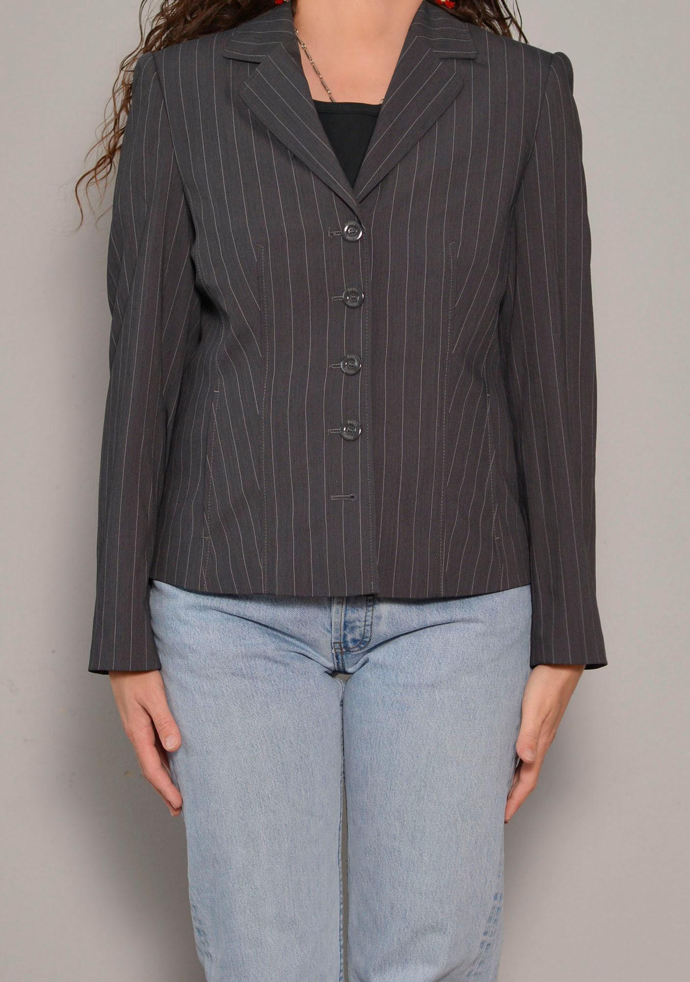 クリアランスサイズ8 | ピンストライプグレーフィットブレザー