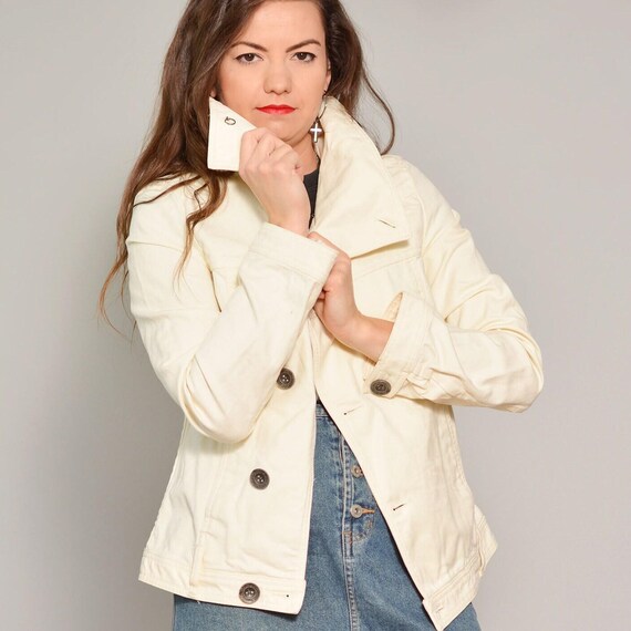 Giacca Diesel in denim beige audace taglia giacca di jeans