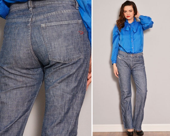 Grey Blue Straight Leg Vintage Jeans | Mid Waist U