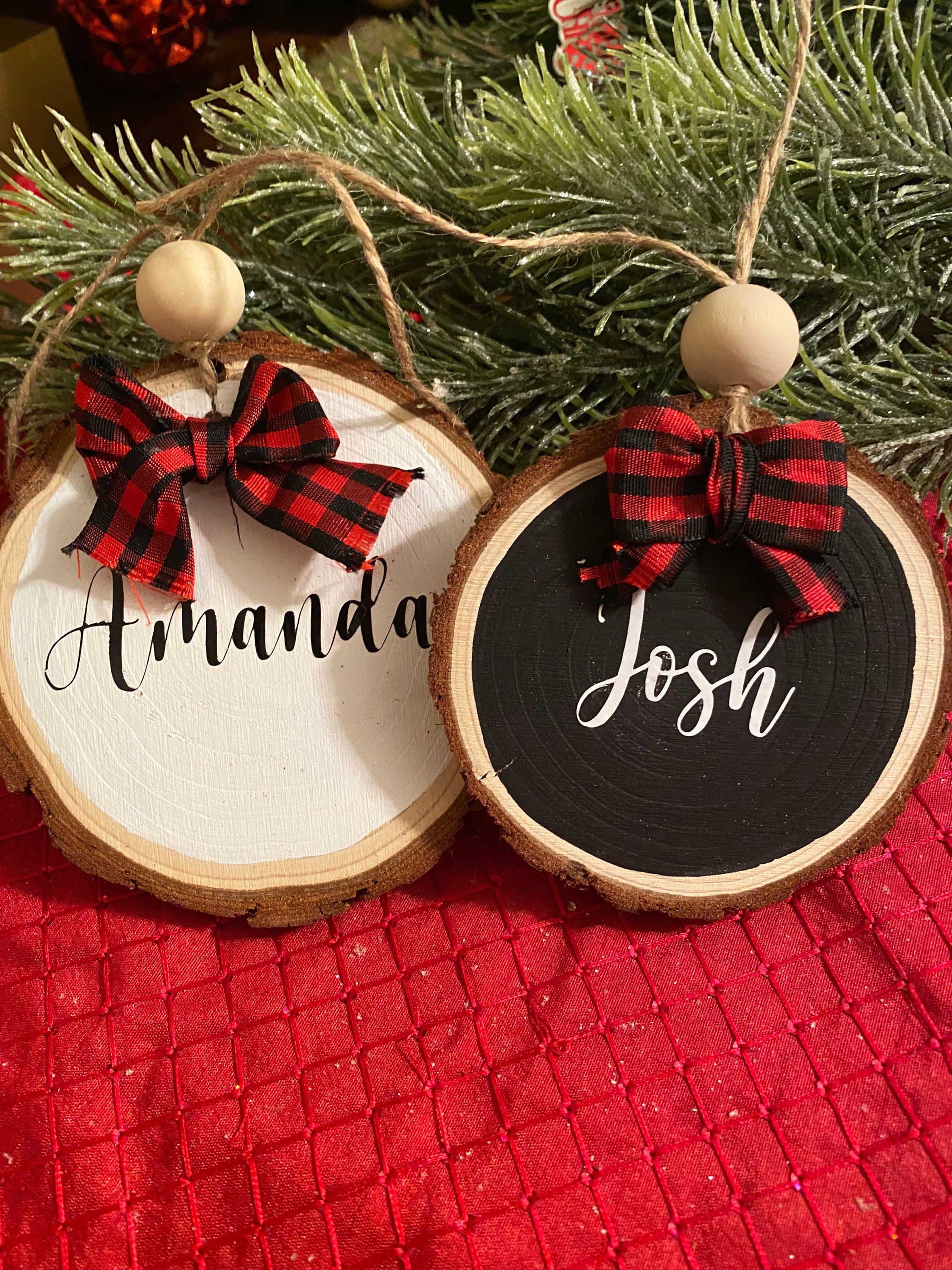 Wood Ornament Custom Wood Slice Ornament Name Ornament Etsy