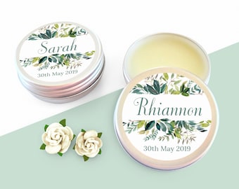 Personalized Wedding Lip Balm Favors: Floral Bridal Party Gifts