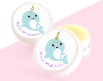 Narwhal Kids Party Favours: Personalized Lip Balm Birthday Gift