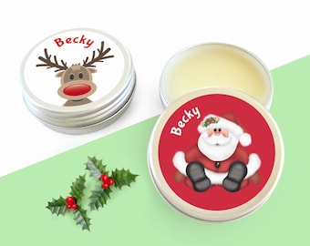 Personalised Christmas Lip Balm, Festive Stocking Filler