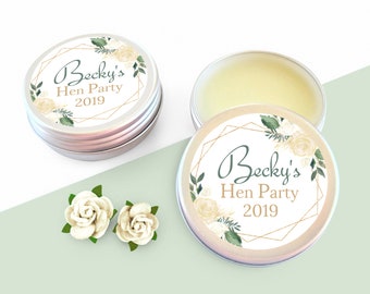 Personalized Hen Party Lip Balm Favors: Floral Bridal Shower Gifts