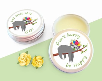 Sloth Themed Lip Balm, Funny Slogan, Vegetarian, Animal Friendly