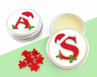 Initial Lip Balm Christmas Gift, Handmade Secret Santa Gift