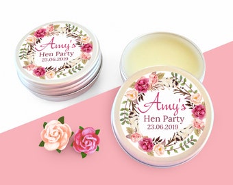 Hen Party Favours Personalised Lip Balm, Bridal Shower, Hen Do Gifts, Boho Favours, Bohemian Wedding Favours, Floral Favours, Bride Tribe