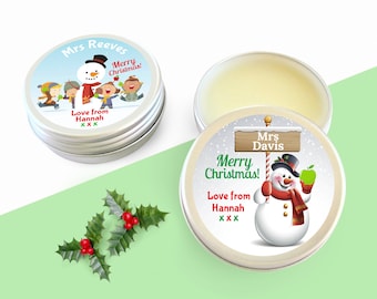 Personalised Christmas Lip Balm Gift, Teacher Thank You Present