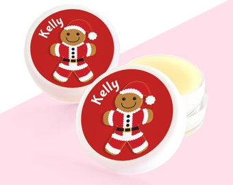 Personalised Gingerbread Lip Balm, Christmas Stocking Stuffer