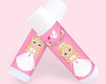 Personalized First Holy Communion Lip Balm Favors - Strawberry