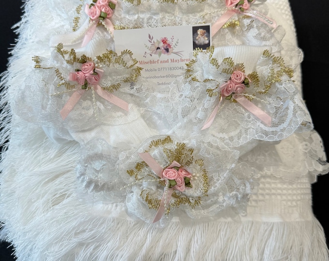 Spanish Style Baby Set: Shawl, Vest, Socks & Headband