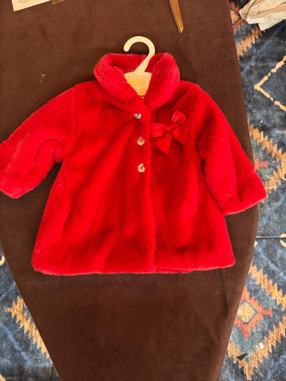 Gorgeous newborn red faux fur coat