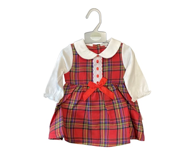 Tartan Dress: Red Plaid Holiday Dress with White Sleeves