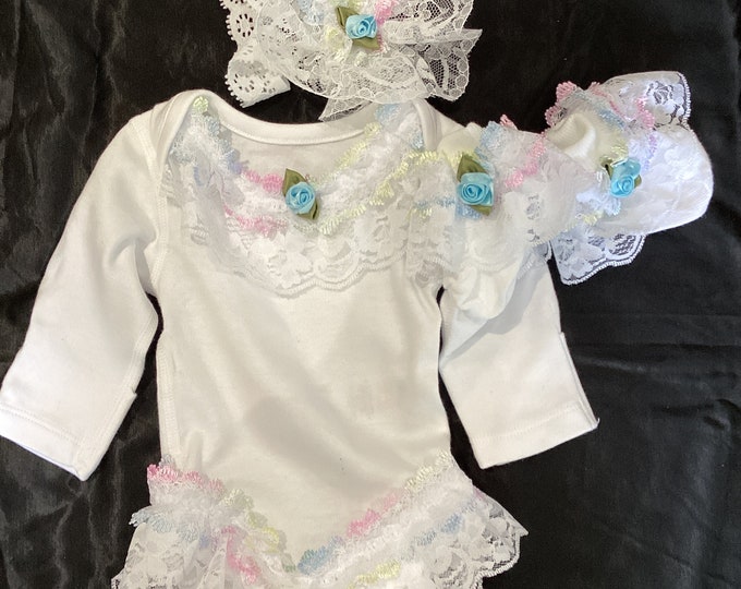 tiny baby frilly vest set with headband