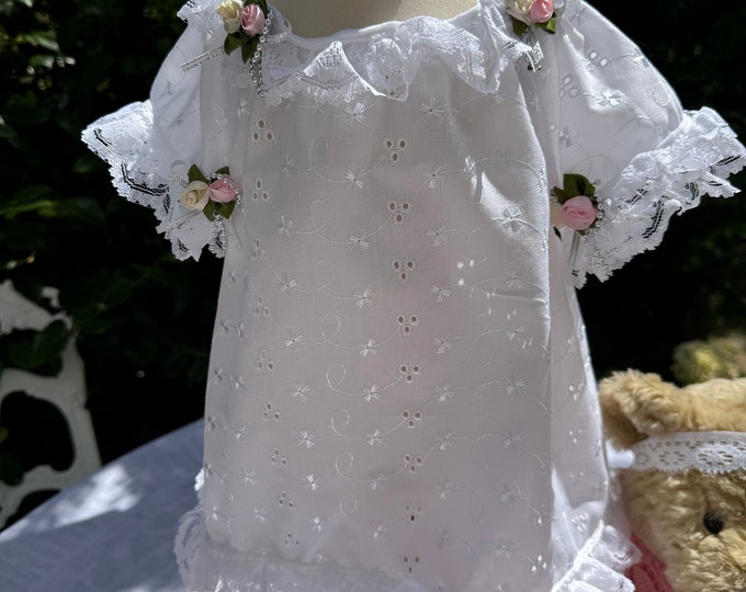 White Dress with Satin Roses and Lace