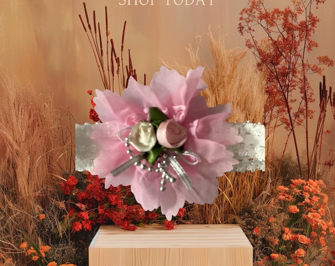 Handmade Newborn Hair Band: White Bow & Flower