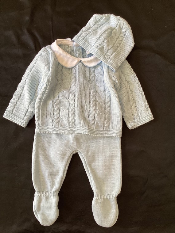 Baby Blue Knit 3-Piece Set (0-3 Months)